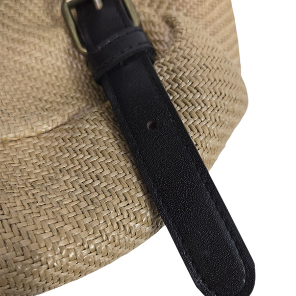 Gap Vintage Backpack Bag Tan Beige Straw Raffia Pockets Rucksack Adjustable Soft main image 9